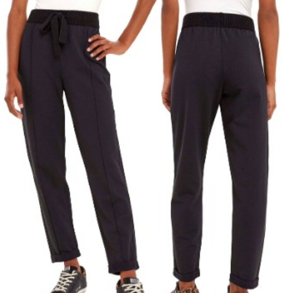 SPLENDID Shea Mix Sweater Pant Wool Blend Trouser Jogger Rolled Cuff Black S NWT